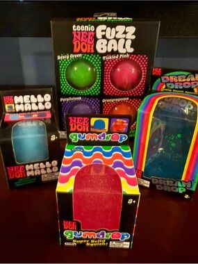 NeeDoh Assorted Fuzz Ball & Gumdrop Squishy Toy Pack - Multicolor